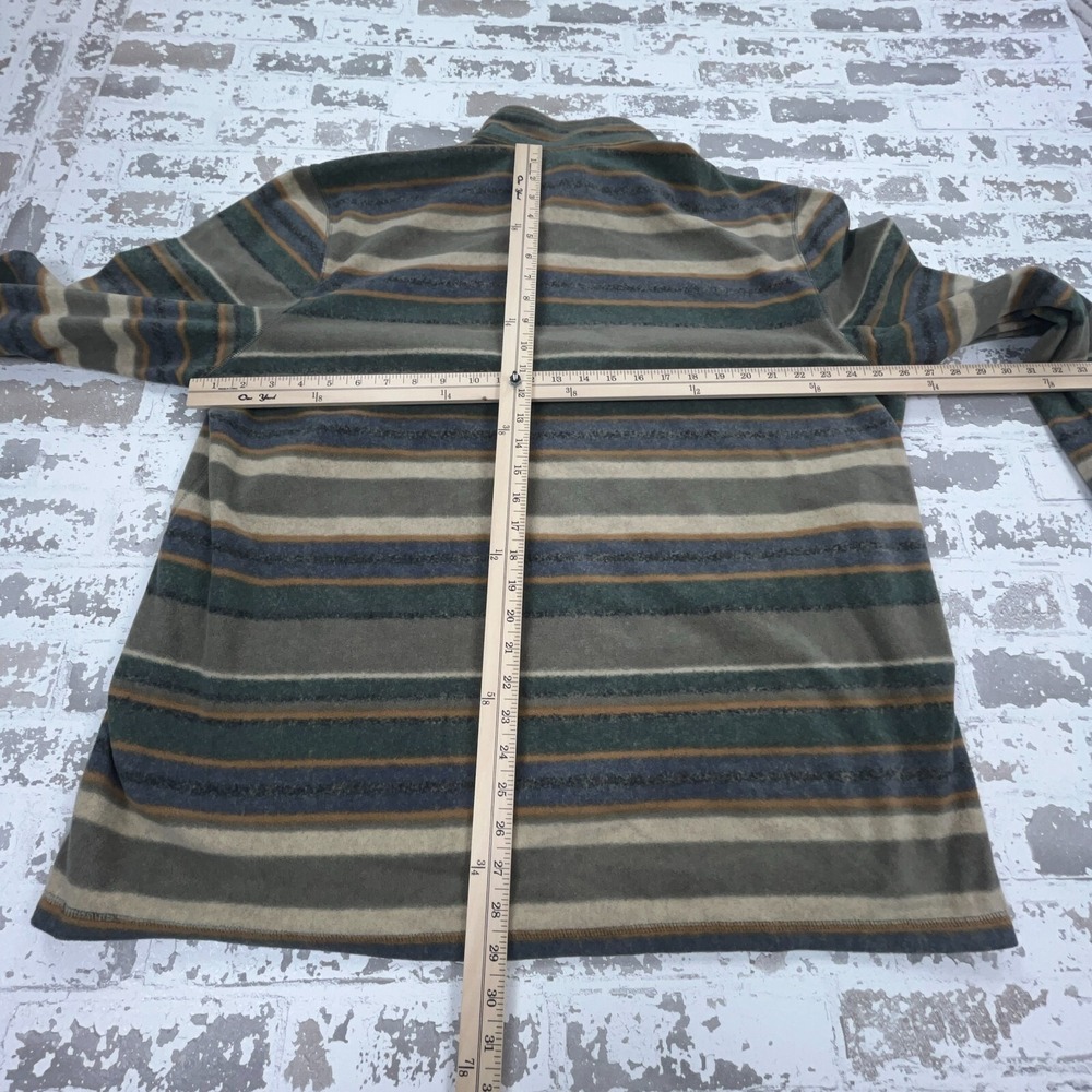 Eddie Bauer Sweater Men XXL 2XL Fleece Pullover Jacket Green Brown Striped - Picture 6 of 9
